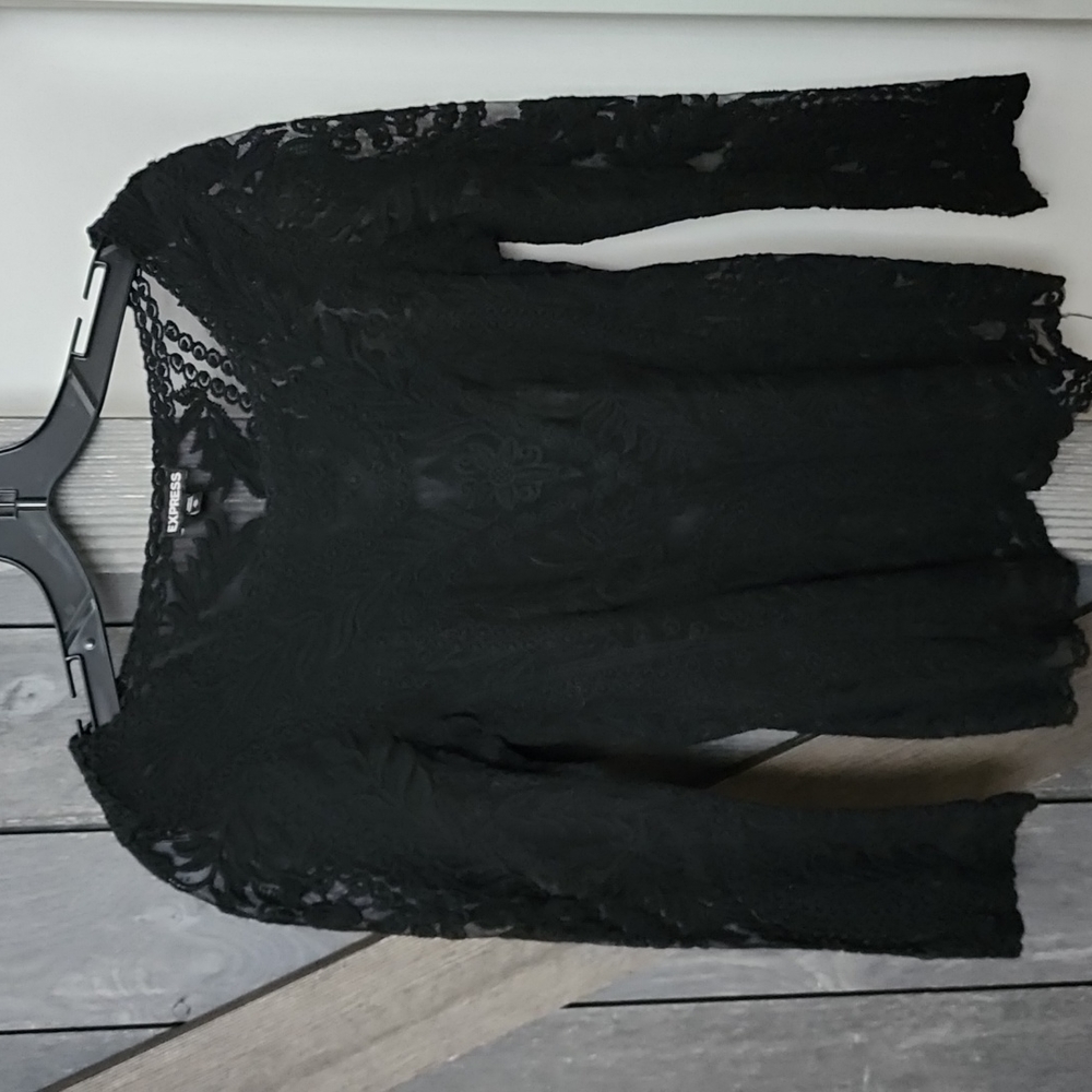 Express XS Lace Detailed  Sheer Blouse